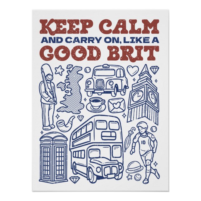 Keep Calm and Carry on, Like a Good Brit Poster (Front)