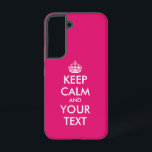 Keep calm and carry on meme pink custom samsung galaxy case<br><div class="desc">Keep calm and carry on meme neon pink custom Samsung Galaxy S22 Case. Make your own personalized keep calm quote. Pink or custom background colour. Funny template design with modern typography and princess crown. Colours can be changed.</div>