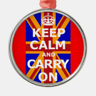 KEEP CALM AND CARRY ON METAL ORNAMENT