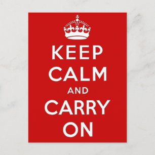 Keep Calm and Carry On Motivational Postcard