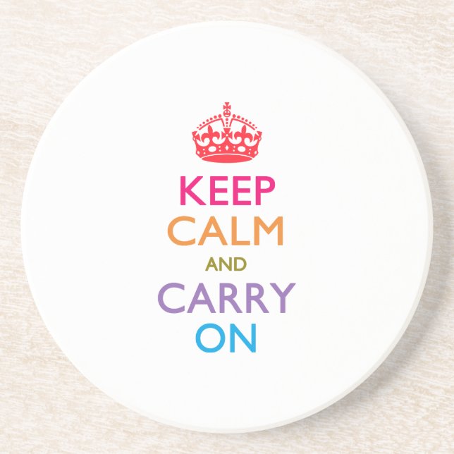 KEEP CALM AND CARRY ON Multicolored Coaster (Front)