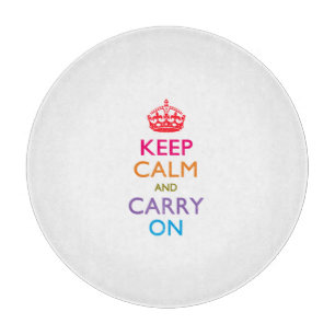 KEEP CALM AND CARRY ON Multicolored Cutting Board