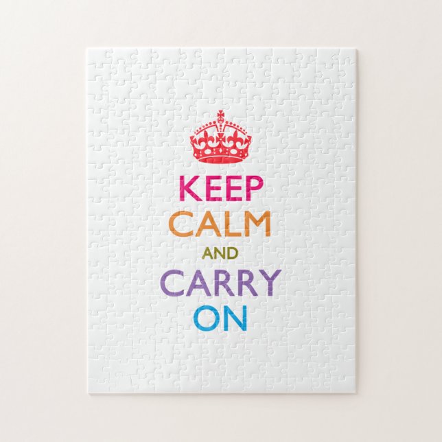 KEEP CALM AND CARRY ON Multicolored Jigsaw Puzzle (Vertical)