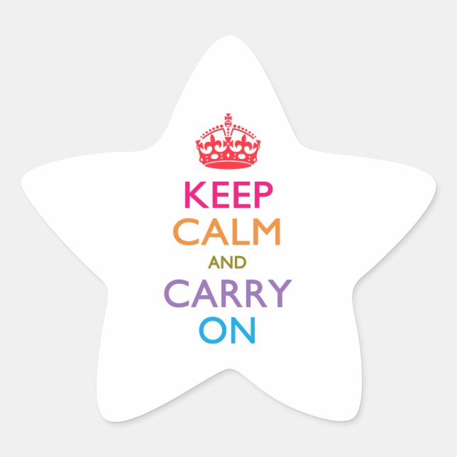 KEEP CALM AND CARRY ON Multicolored Star Sticker (Front)