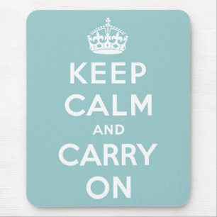 Keep Calm and Carry On on Light Blue Mouse Pad