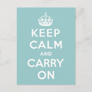 Keep Calm and Carry On on Light Blue Postcard