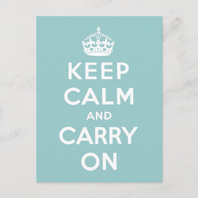Keep Calm and Carry On on Light Blue Postcard (Front)
