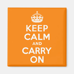 Keep Calm and Carry On Orange Magnet