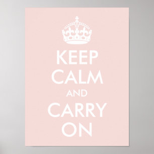 Keep Calm and Carry On Pale Pink Print