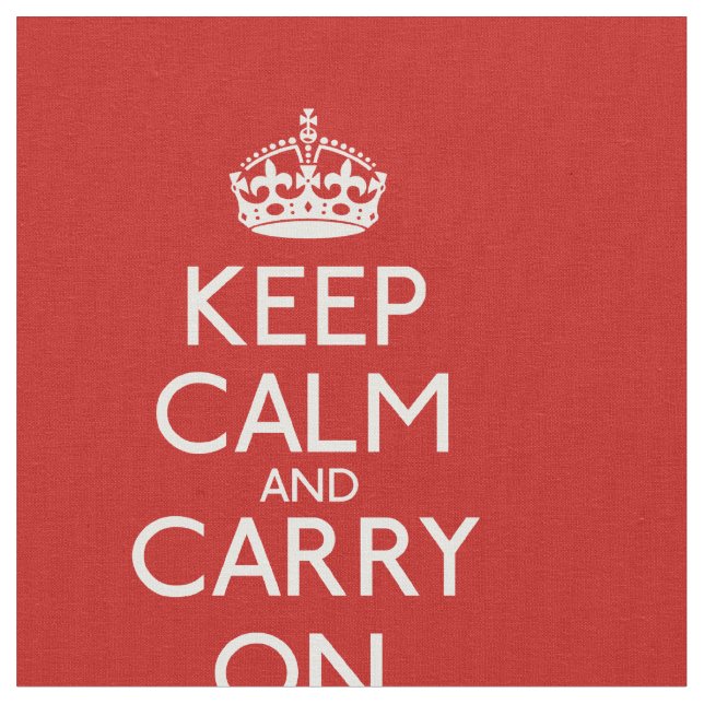 Keep Calm And Carry On Pattern Fabric (Close Up)