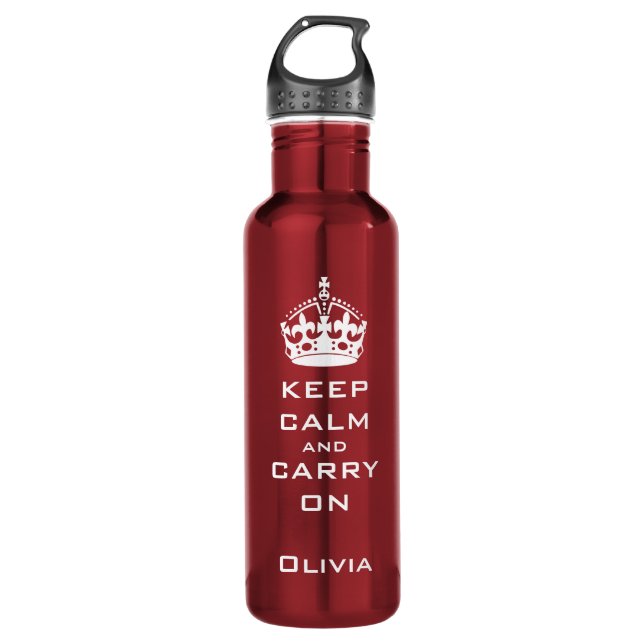 KEEP CALM AND CARRY ON PERSONALIZED 710 ML WATER BOTTLE (Front)