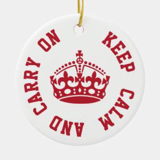 Keep Calm and Carry On - Personalized TEXT Ceramic Ornament