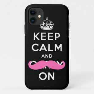 Keep Calm and Carry On Pink Moustache  iPhone Case