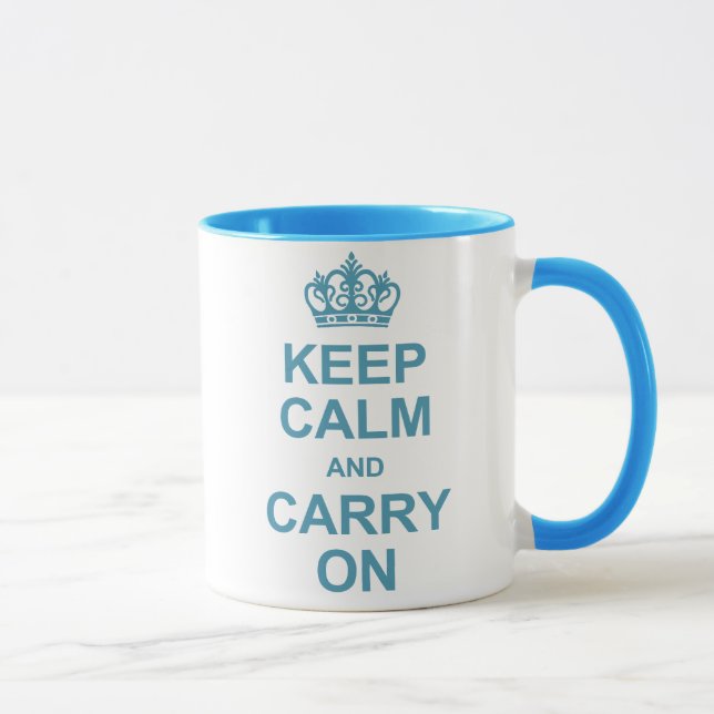 Keep calm and carry on - powder blue mug (Right)