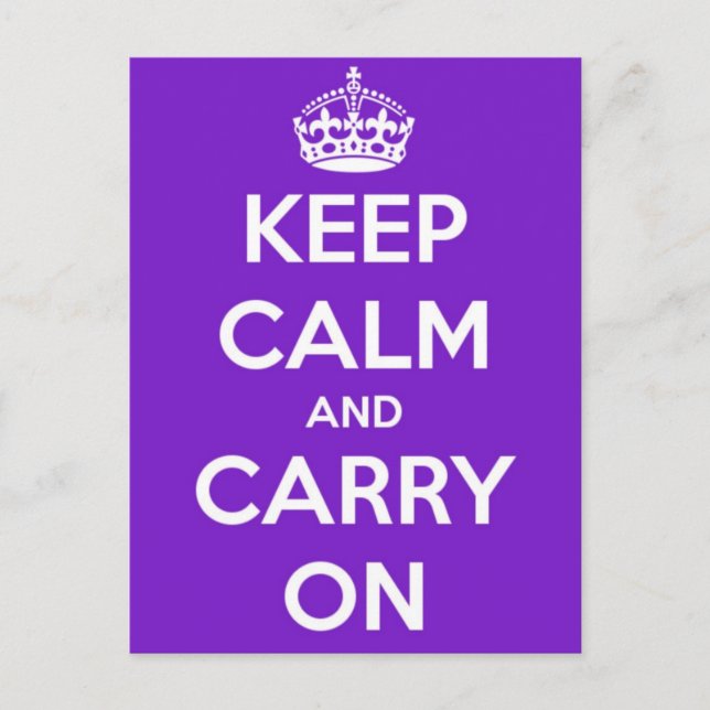 Keep Calm and Carry On Purple Postcard (Front)
