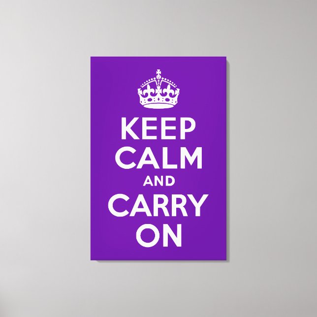Keep Calm and Carry On Purple Wrapped Canvas (Front)