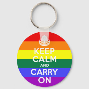 Keep Calm and Carry On Rainbow Keychain