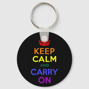 Keep Calm and Carry On Rainbow Keychain