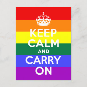 Keep Calm and Carry On Rainbow Postcard