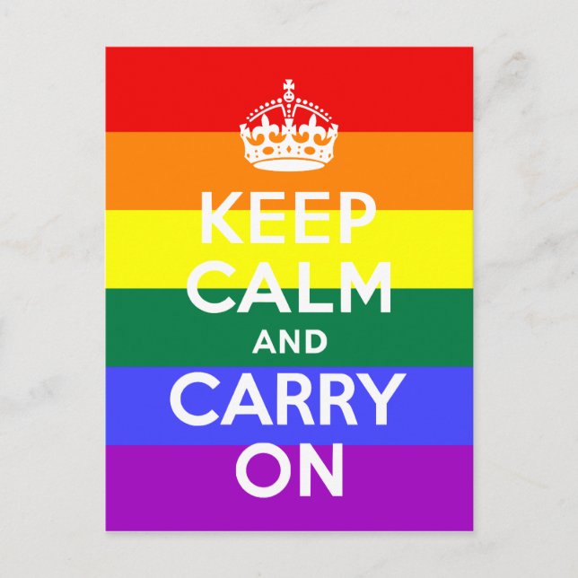 Keep Calm and Carry On Rainbow Postcard (Front)