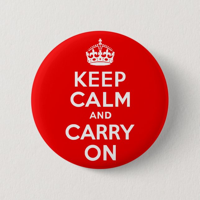 Keep Calm and Carry On Red 2 Inch Round Button (Front)