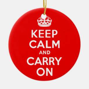 Keep Calm and Carry On Red Ceramic Ornament