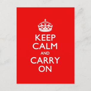 KEEP CALM AND CARRY ON Red Decor Postcard