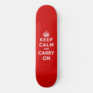 Keep Calm and Carry On (Red Design) Skateboard
