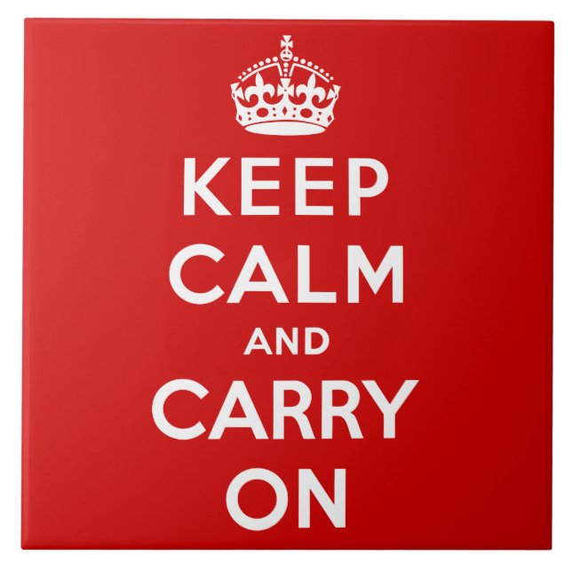 Keep Calm and Carry On (Red Design) Tile (Front)