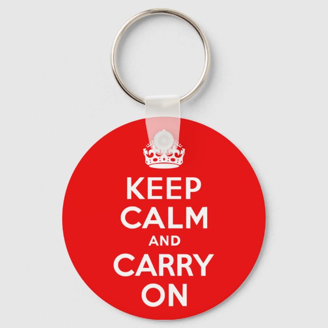 Keep Calm and Carry On Red Keychain (Front)