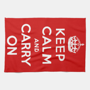 Keep Calm and Carry On Red Kitchen Towel