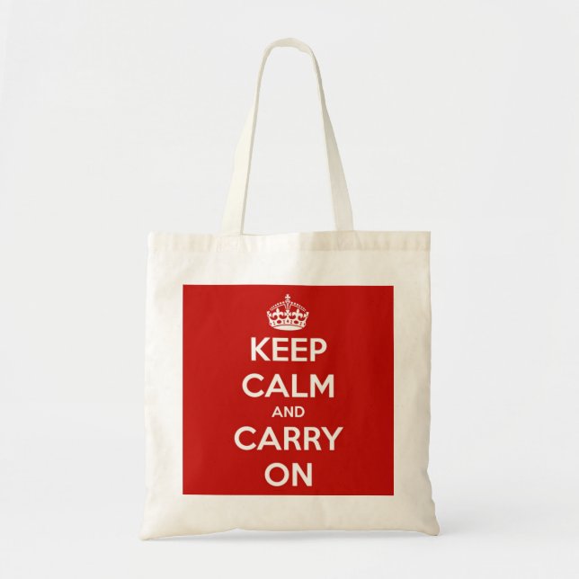 Keep Calm and Carry On Red Reusable Tote (Front)