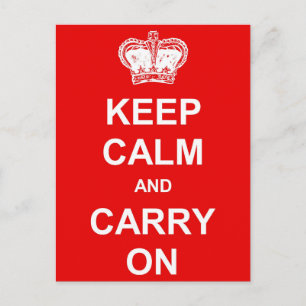 Keep Calm and Carry on Retro Postcard - Red
