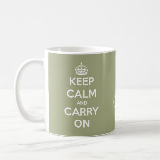Keep Calm and Carry On Sage Green Personalized Coffee Mug