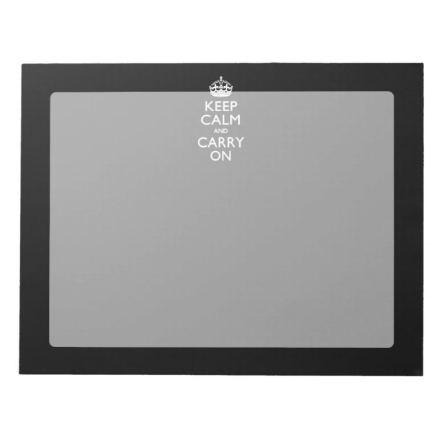 KEEP CALM AND CARRY ON Solid Black Notepad (Front)