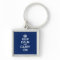 Keep Calm and Carry On Square Keychain - Dk Blue