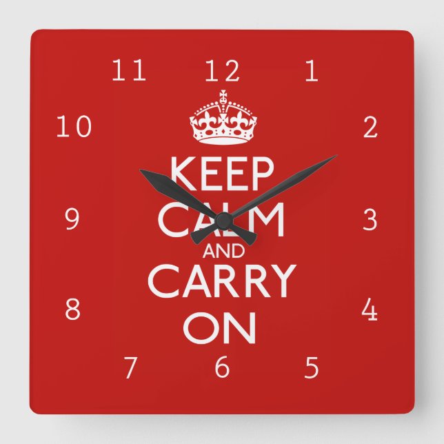 Keep Calm and Carry On Square Wall Clock (Front)