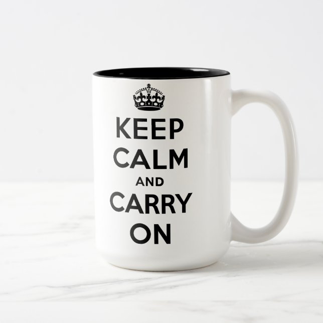 Keep Calm And Carry On Two-Tone Coffee Mug (Right)
