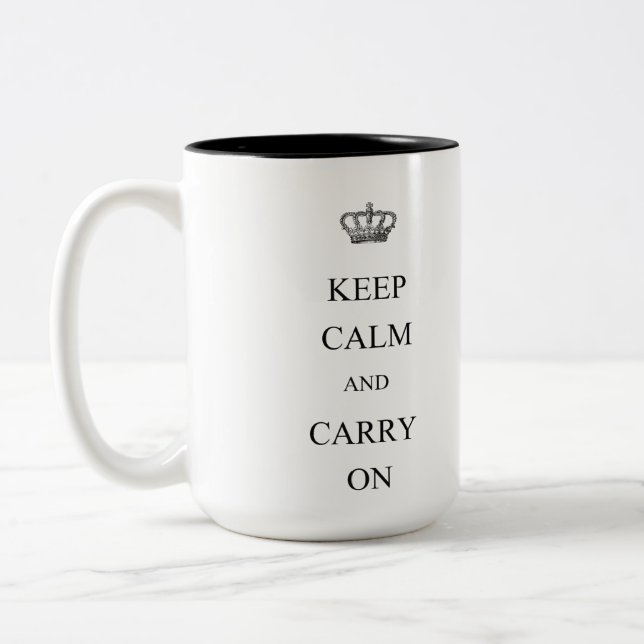 Keep Calm and Carry On Two-Tone Coffee Mug (Left)