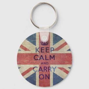 Keep Calm and Carry On UK Flag Keychain