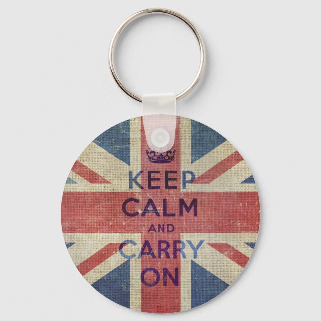 Keep Calm and Carry On | UK Flag Keychain (Front)