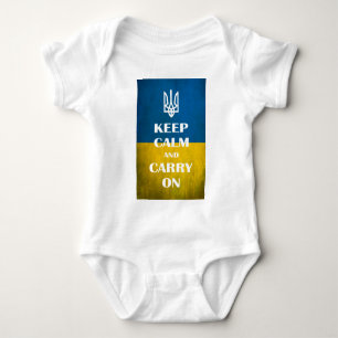 Keep calm and carry on Ukrainian emblem trident   Baby Bodysuit
