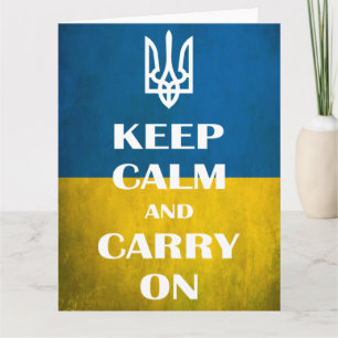 Keep calm and carry on Ukrainian emblem trident Card