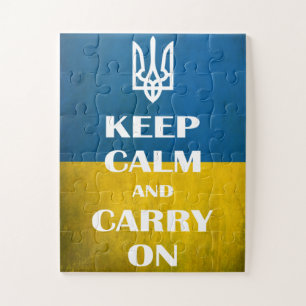 Keep calm and carry on Ukrainian emblem trident Jigsaw Puzzle