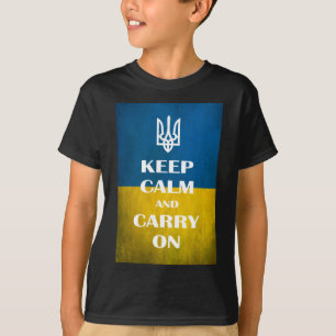 Keep calm and carry on Ukrainian emblem trident   T-Shirt