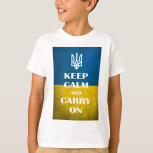 Keep calm and carry on Ukrainian emblem trident   T-Shirt