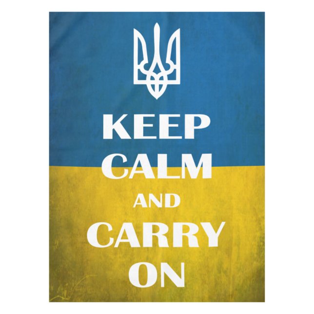 Keep calm and carry on Ukrainian emblem trident  Tablecloth (Front)
