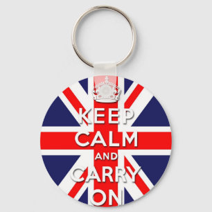 keep calm and carry on Union Jack flag Keychain