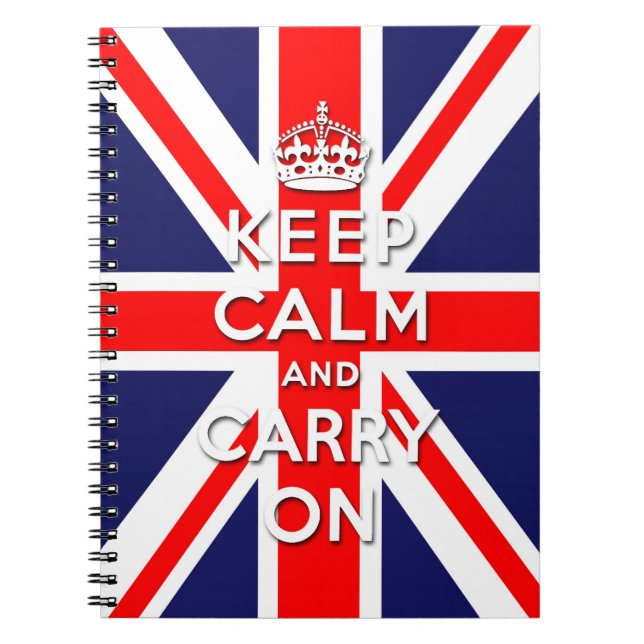 keep calm and carry on Union Jack flag Notebook (Front)