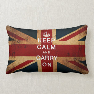"Keep Calm and Carry On" (Union Jack) Lumbar Pillow